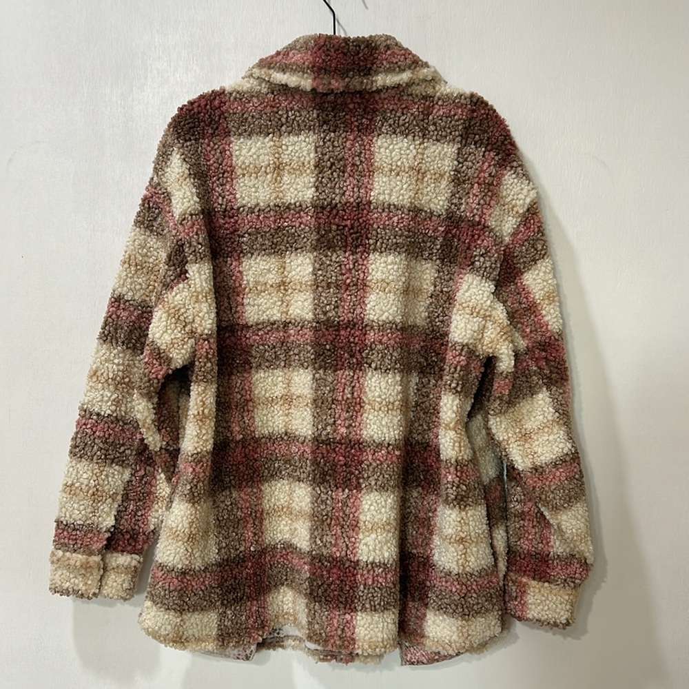 STEVEN MADDEN WOMENS FAUX SHEARLING PLAID SHACKET JACKETS PLAID SZ XL - Picture 2 of 13
